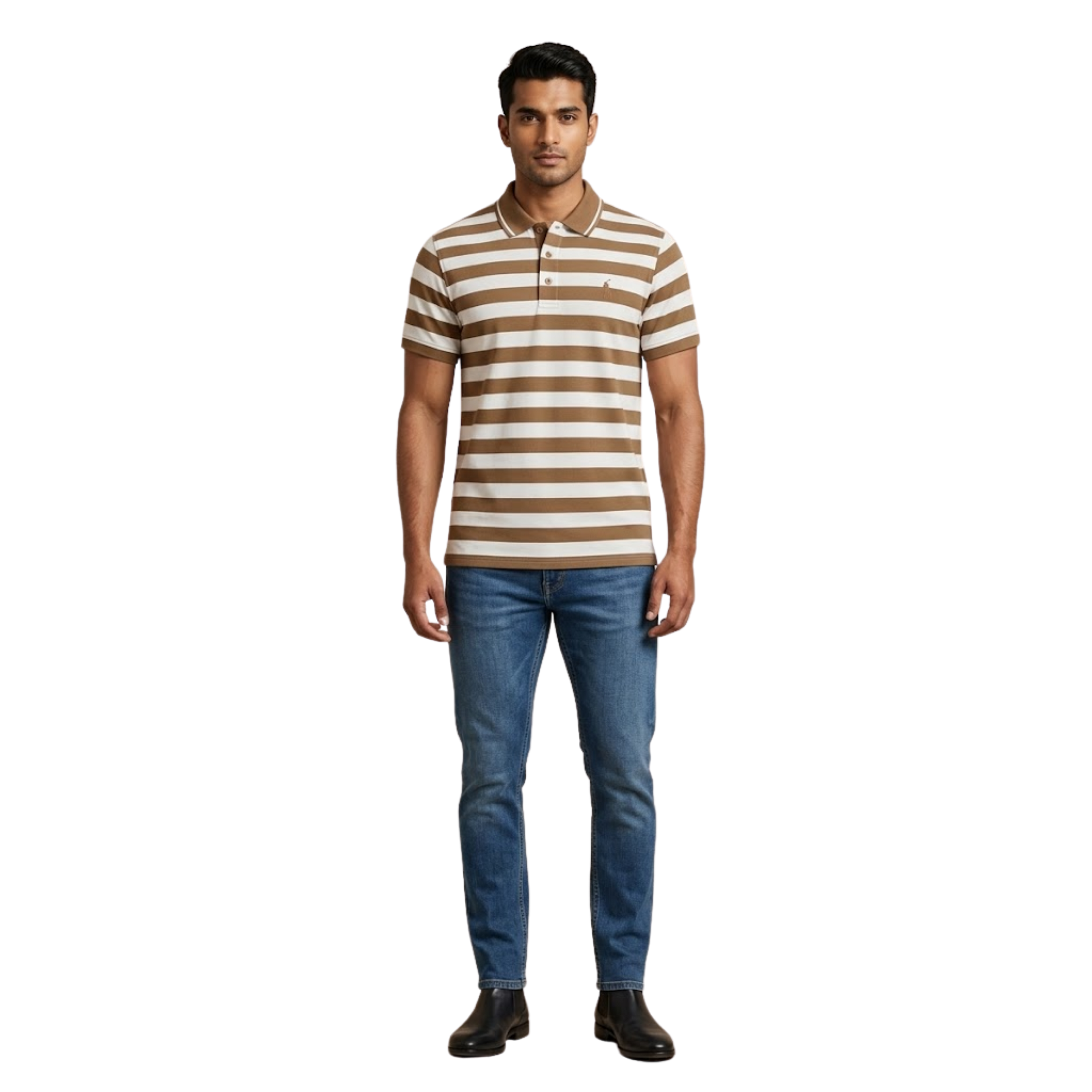 Striped Polo - Brown