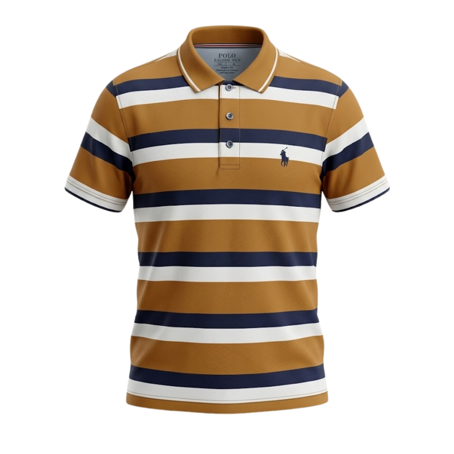 Striped Polo - Golden Brown