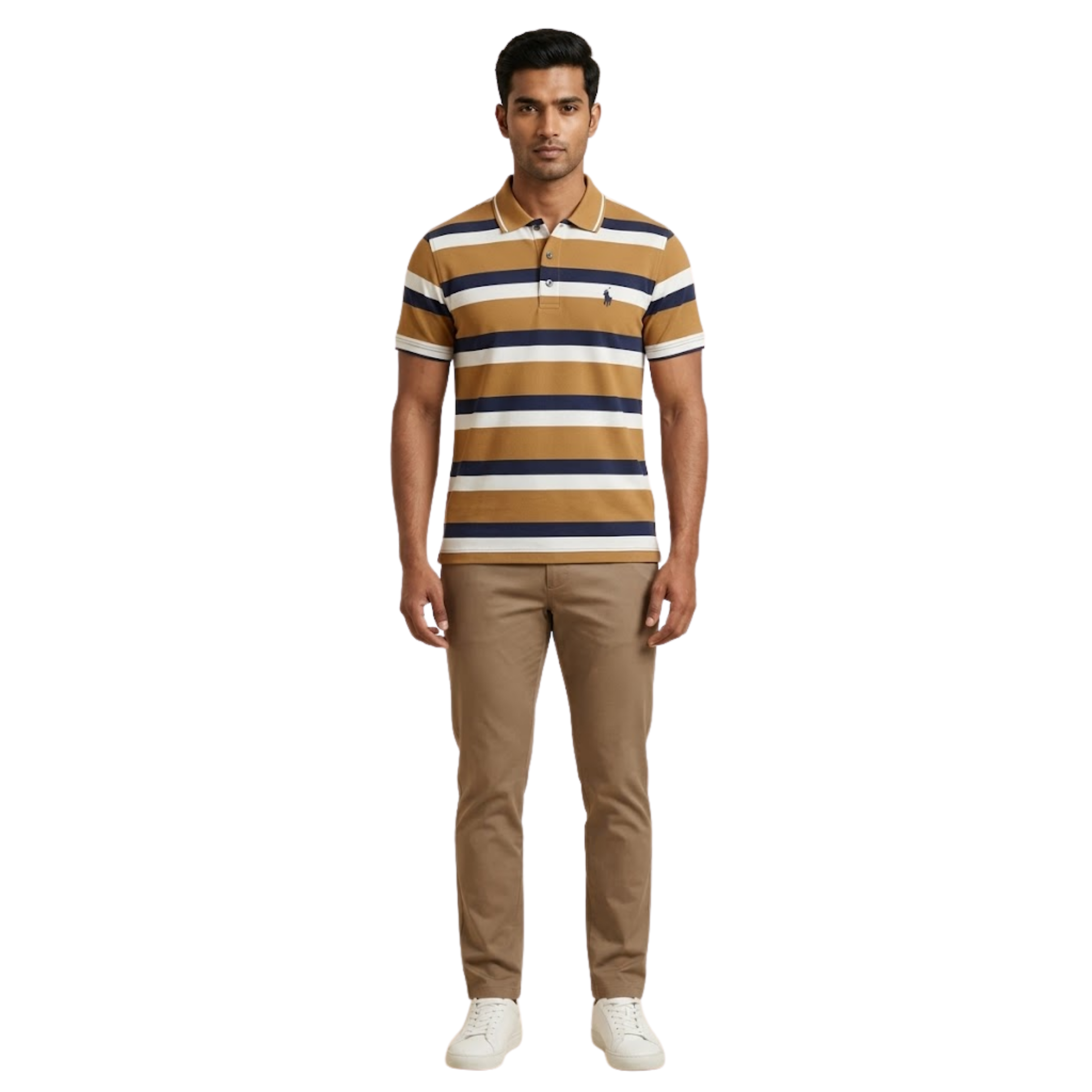 Striped Polo - Golden Brown