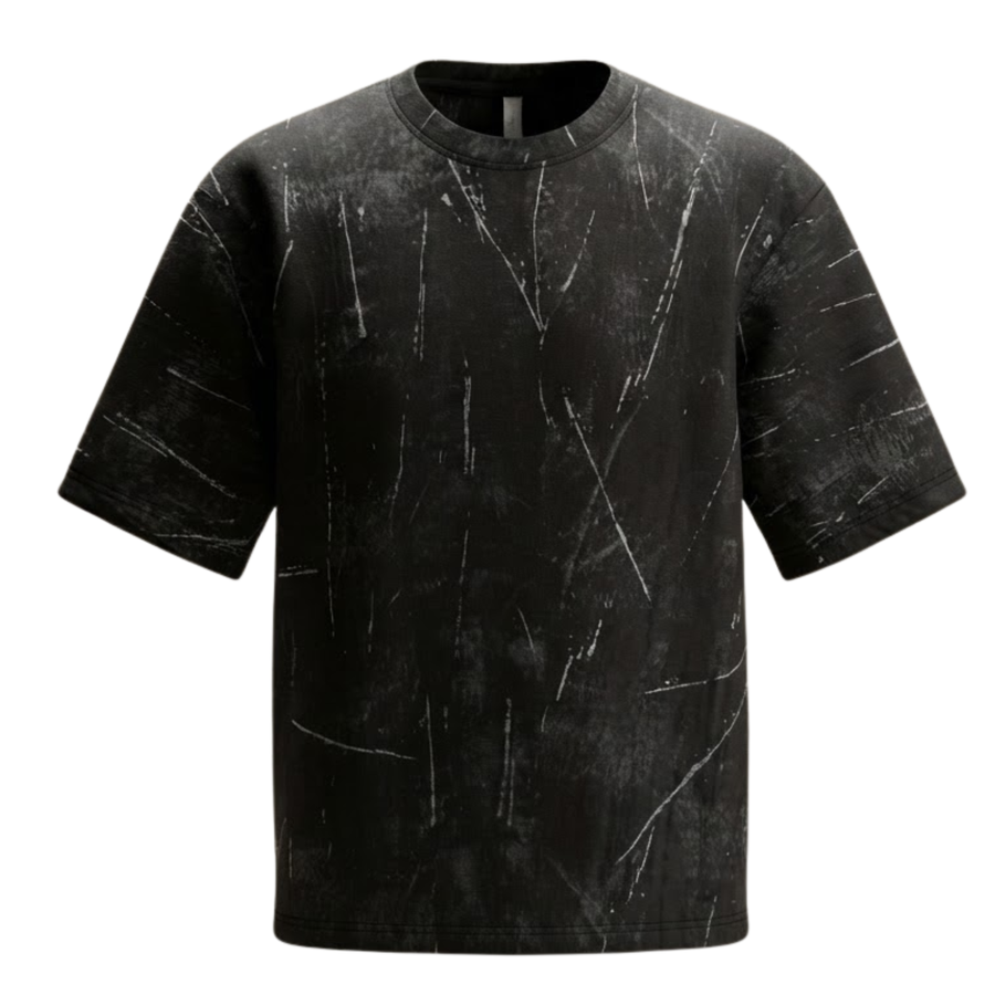 Drop Shoulder Acid Wash Black + White