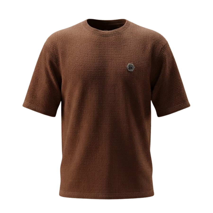 Drop Shoulder Popcorn Brown